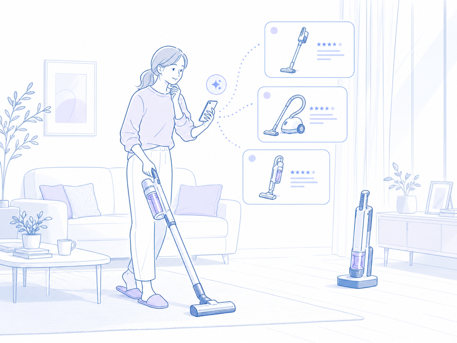 A buyer comparing products with AI